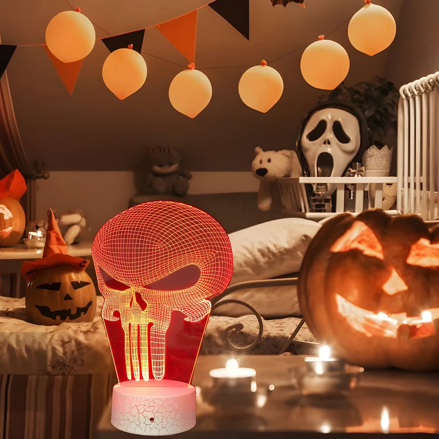 home & garden : 3D Illusie Lamp Punisher - Perfect Cadeau voor Halloween en Meer - Blauw in van Pantino