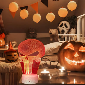 home & garden : 3D Illusie Lamp Punisher - Perfect Cadeau voor Halloween en Meer - Blauw in van Pantino