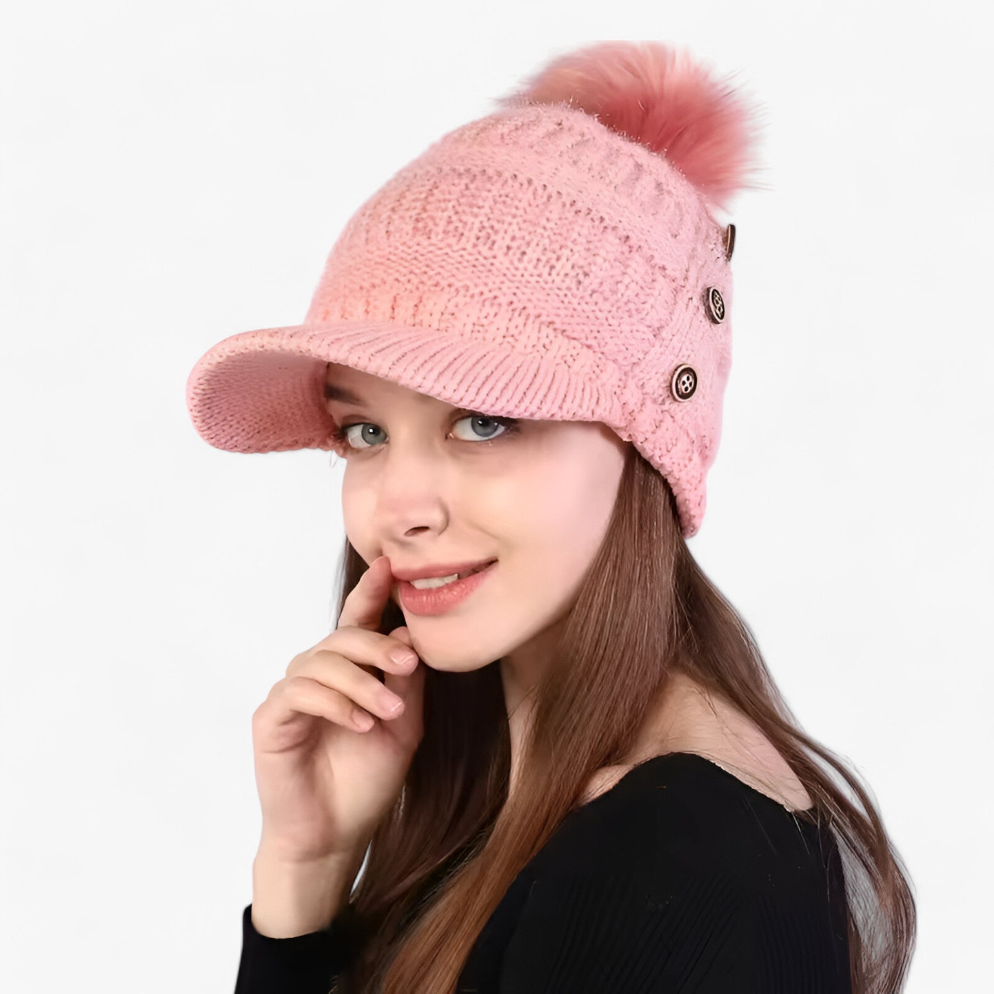 Beanie : Warme Beanie met Klep - Stijlvol, Zacht en Comfortabel - Rood in Roze Één maat CHINA van Pantino