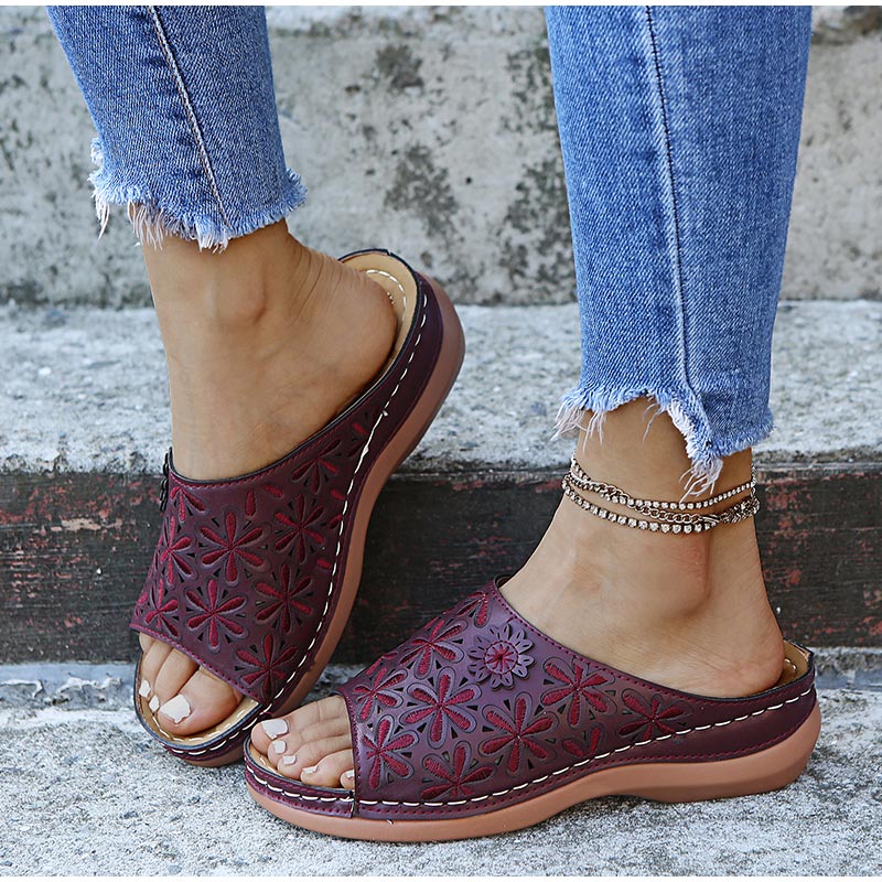 Sandals : Sandalen Dames Zwart - Medische - Verbeterd Comfort en Ondersteuning voor Dagelijks Gebruik in Rood van Pantino