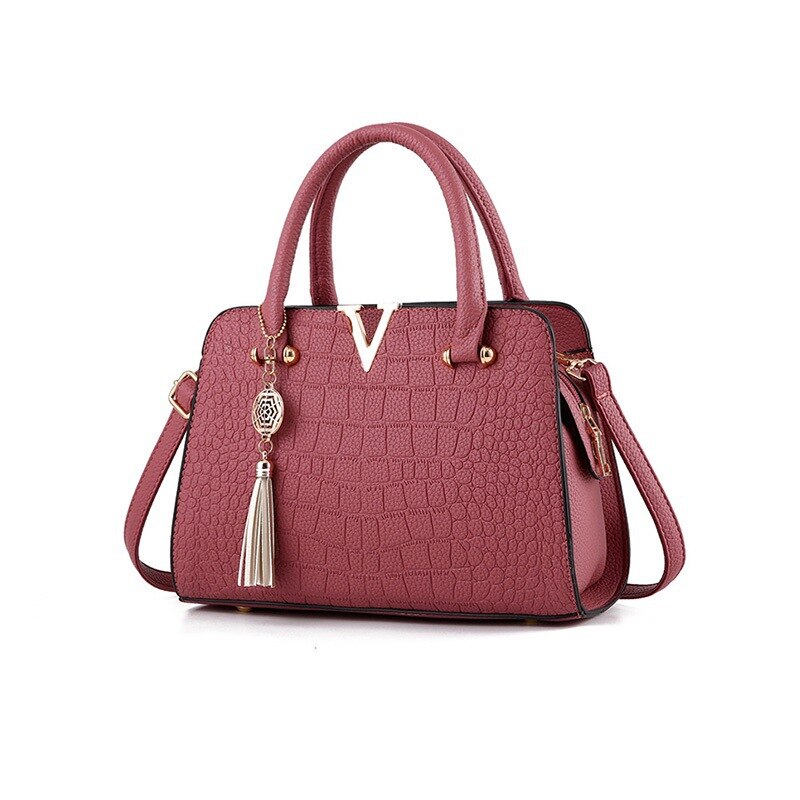 bags : Krokodillen Leren Tas Imitatieleer - Rood in Licht roze van Pantino