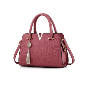 bags : Krokodillen Leren Tas Imitatieleer - Rood in Licht roze van Pantino