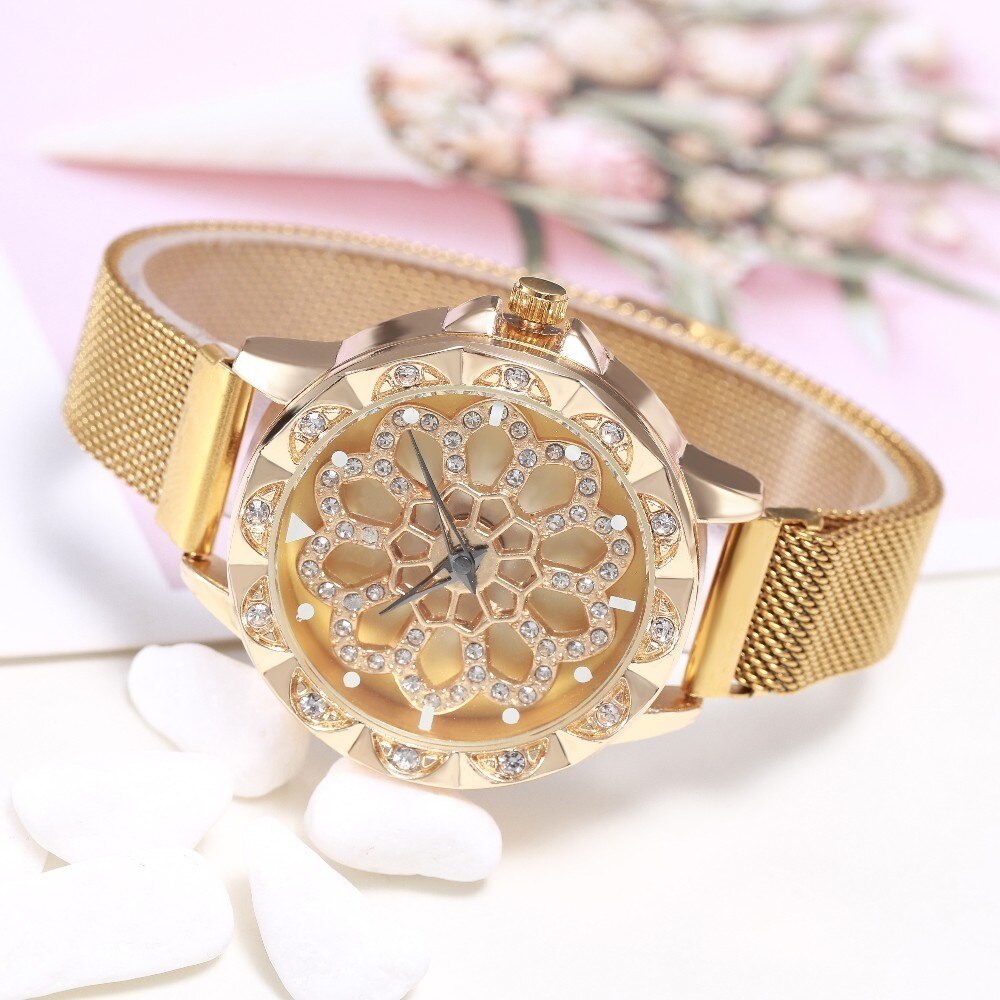 watches : Horloge Dames Rosegoud - Flower Watch Bloem in van Pantino