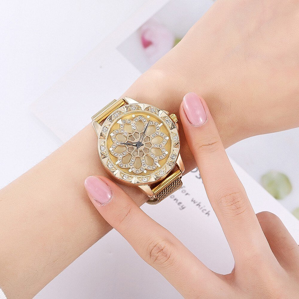 watches : Horloge Dames Rosegoud - Flower Watch Bloem in van Pantino