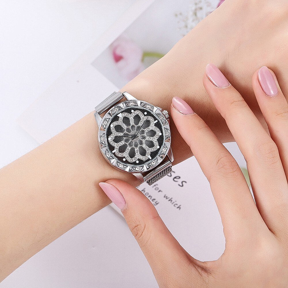 watches : Horloge Dames Rosegoud - Flower Watch Bloem in van Pantino