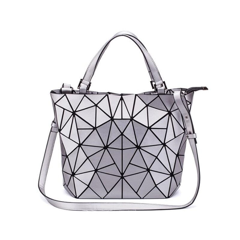 bags : Gestructureerde Draagtas Dames Blauw - Geometrisch Patroon - Kunststof in Zilver van Pantino