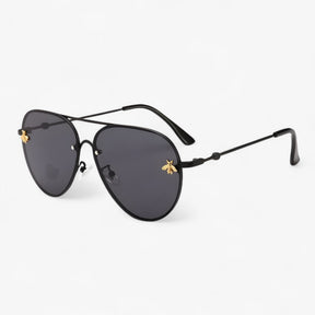 Sunglasses : Bee Pilot Vintage Zonnebrillen met Metalen Montuur - Goud Zilver in zwart zwart van Pantino