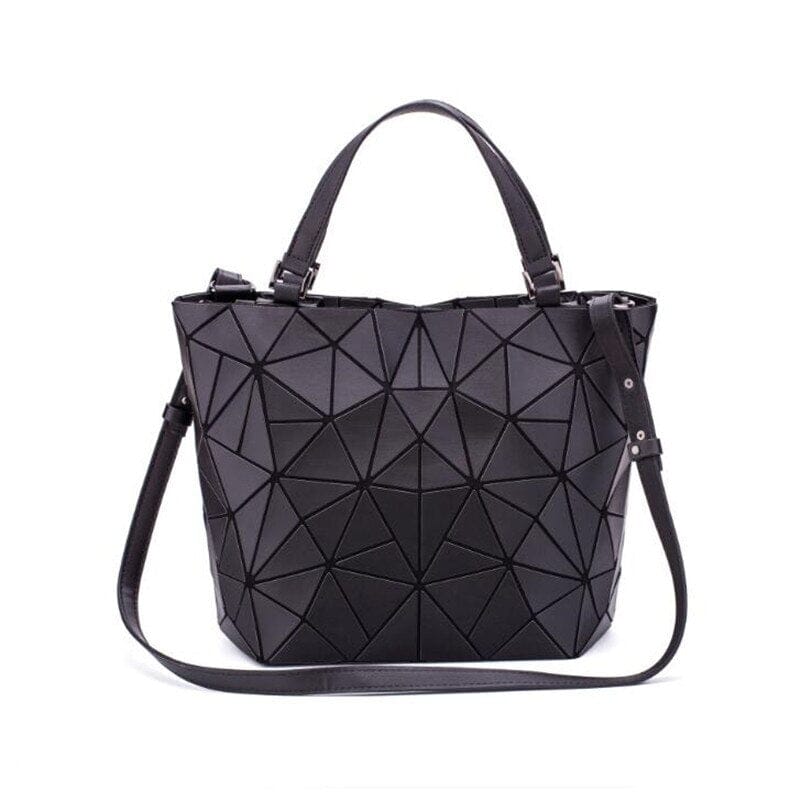 bags : Gestructureerde Draagtas Dames Blauw - Geometrisch Patroon - Kunststof in Zwart van Pantino