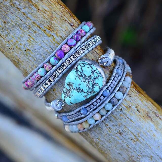 Bracelet : Armband Kinderen Turquoise - Helende Beschermings Wikkel in Turkoois van Pantino