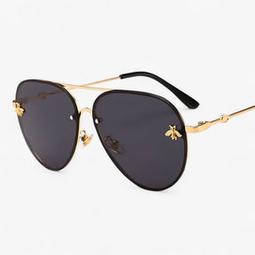 Sunglasses : Bee Pilot Vintage Zonnebrillen met Metalen Montuur - Goud Zilver in van Pantino