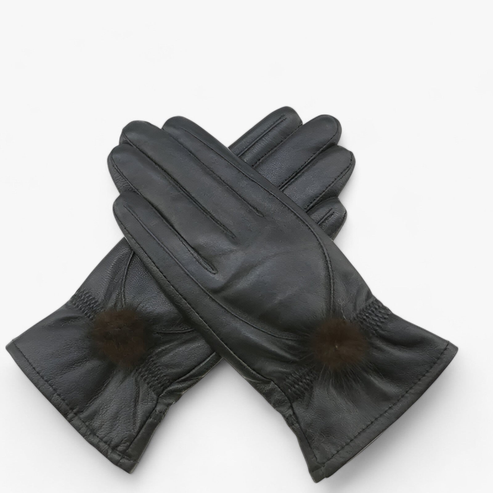 Gloves : Handschoenen Chocolade - Warme Leren - Luxe en Stijl in zwart One Size van Pantino