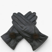 Gloves : Handschoenen Chocolade - Warme Leren - Luxe en Stijl in zwart One Size van Pantino