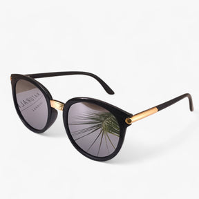 Sunglasses : Zonnebril Dames Zwart - Vintage Leren Zonnebrillen UV400 - Stijl & Bescherming in Zilver van Pantino