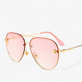 Sunglasses : Bee Pilot Vintage Zonnebrillen met Metalen Montuur - Goud Zilver in van Pantino