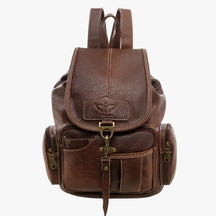 bags : Zwarte Vintage Leren Schoolrugzak - Ruim & Duurzaam voor Dames/Heren in Donkerbruin van Pantino