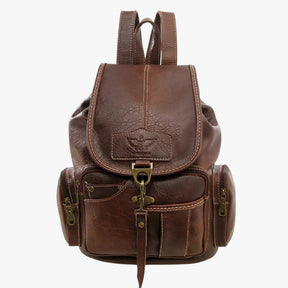 bags : Zwarte Vintage Leren Schoolrugzak - Ruim & Duurzaam voor Dames/Heren in Donkerbruin van Pantino