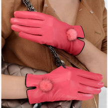 Gloves : Handschoenen Chocolade - Warme Leren - Luxe en Stijl in Roze Rood One Size van Pantino