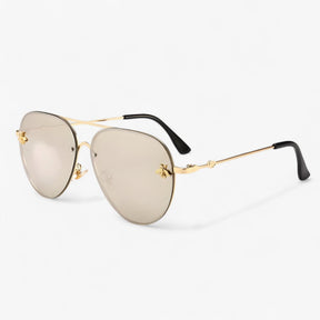 Sunglasses : Bee Pilot Vintage Zonnebrillen met Metalen Montuur - Goud Zilver in van Pantino