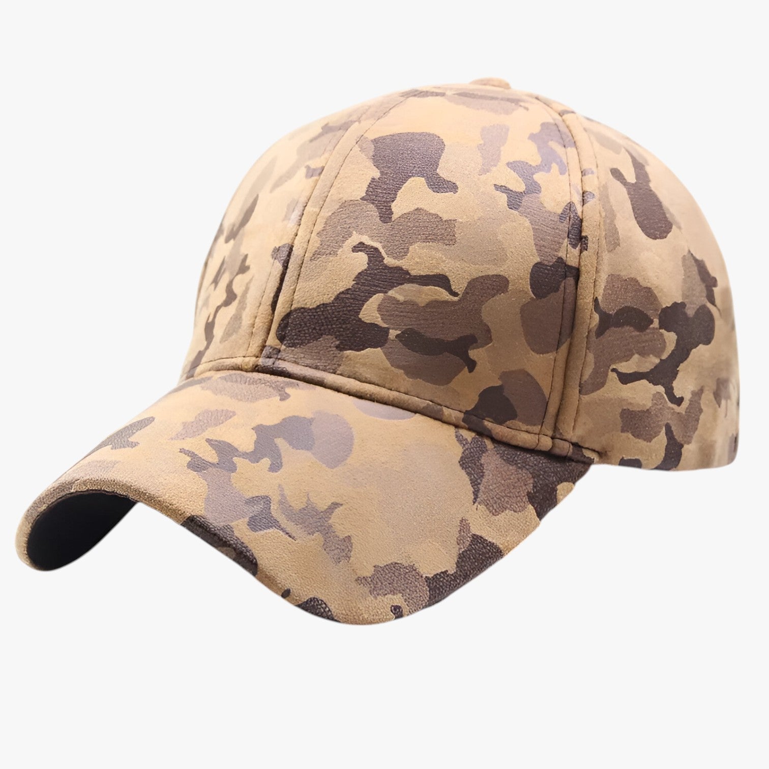 Baseball Cap : Baseballpet Zwart - Elegant en Comfortabel - Camouflage Suède voor Elke Look in khaki Verstelbaar van Pantino