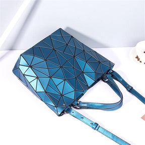 bags : Gestructureerde Draagtas Dames Blauw - Geometrisch Patroon - Kunststof in van Pantino