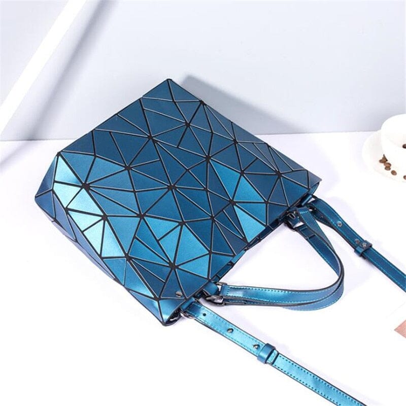 bags : Gestructureerde Draagtas Dames Blauw - Geometrisch Patroon - Kunststof in van Pantino