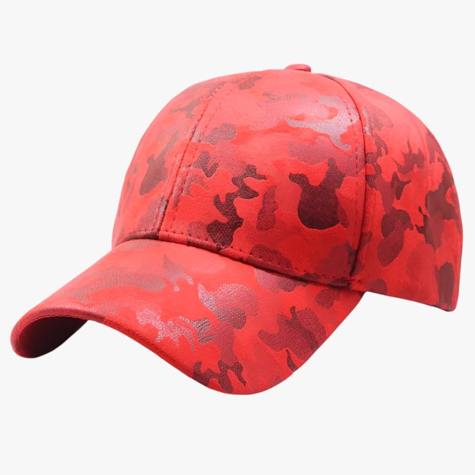 Baseball Cap : Baseballpet Zwart - Elegant en Comfortabel - Camouflage Suède voor Elke Look in rood Verstelbaar van Pantino