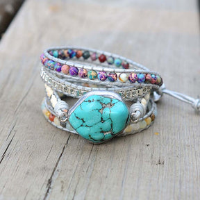 Bracelet : Armband Kinderen Turquoise - Helende Beschermings Wikkel in van Pantino