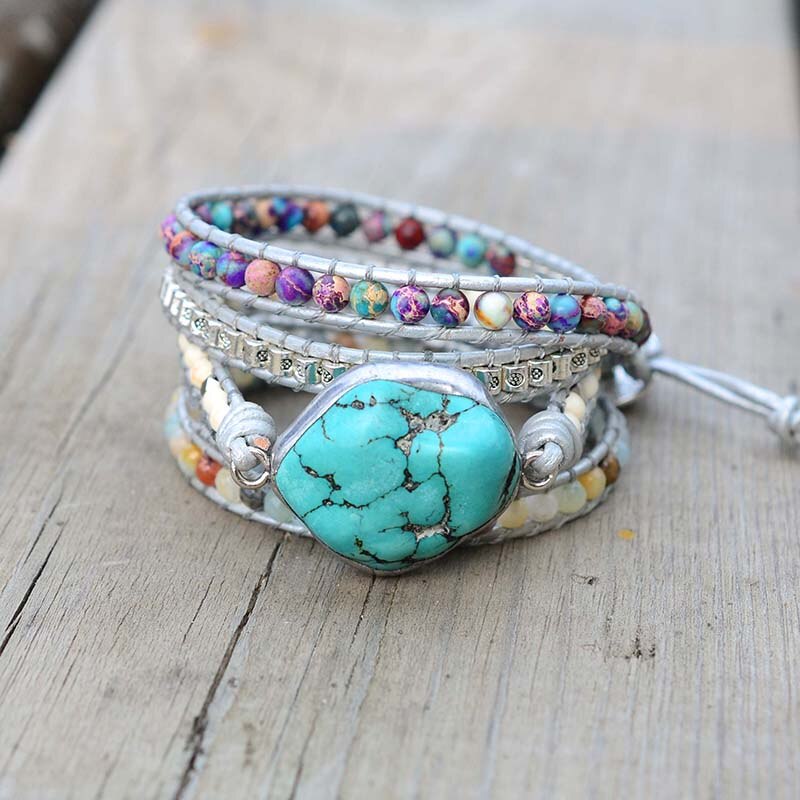 Bracelet : Armband Kinderen Turquoise - Helende Beschermings Wikkel in van Pantino