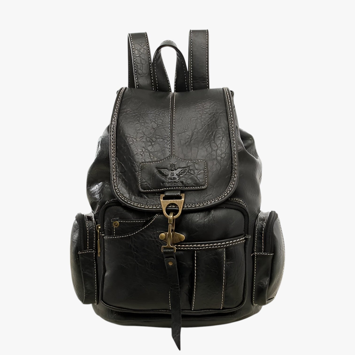bags : Zwarte Vintage Leren Schoolrugzak - Ruim & Duurzaam voor Dames/Heren in Zwart van Pantino