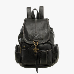 bags : Zwarte Vintage Leren Schoolrugzak - Ruim & Duurzaam voor Dames/Heren in Zwart van Pantino