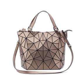 bags : Gestructureerde Draagtas Dames Blauw - Geometrisch Patroon - Kunststof in Koffie van Pantino