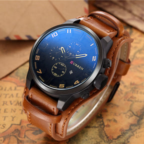 watches : Navigator Luxe Heren Horloge – Bruin Leren Band | Klassiek Zakelijk Polshorloge in van Pantino
