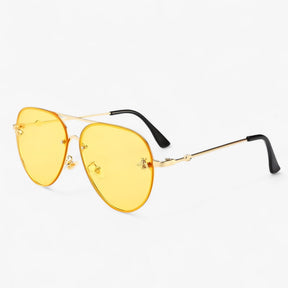 Sunglasses : Bee Pilot Vintage Zonnebrillen met Metalen Montuur - Goud Zilver in geel goud van Pantino