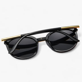 Sunglasses : Zonnebril Dames Zwart - Vintage Leren Zonnebrillen UV400 - Stijl & Bescherming in van Pantino