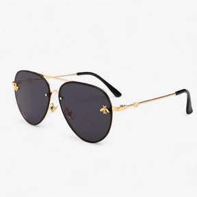 Sunglasses : Bee Pilot Vintage Zonnebrillen met Metalen Montuur - Goud Zilver in van Pantino