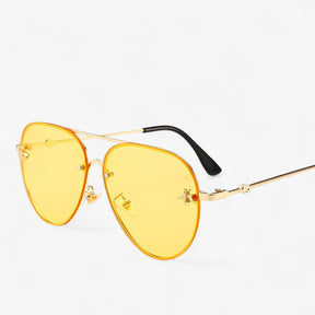 Sunglasses : Bee Pilot Vintage Zonnebrillen met Metalen Montuur - Goud Zilver in goud zilver van Pantino