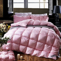 home & garden : Doorgestikt Dekbed 100% Ganzendons - Vierkant Warm Luxe Slaap - Ganzendons in Roze van Pantino