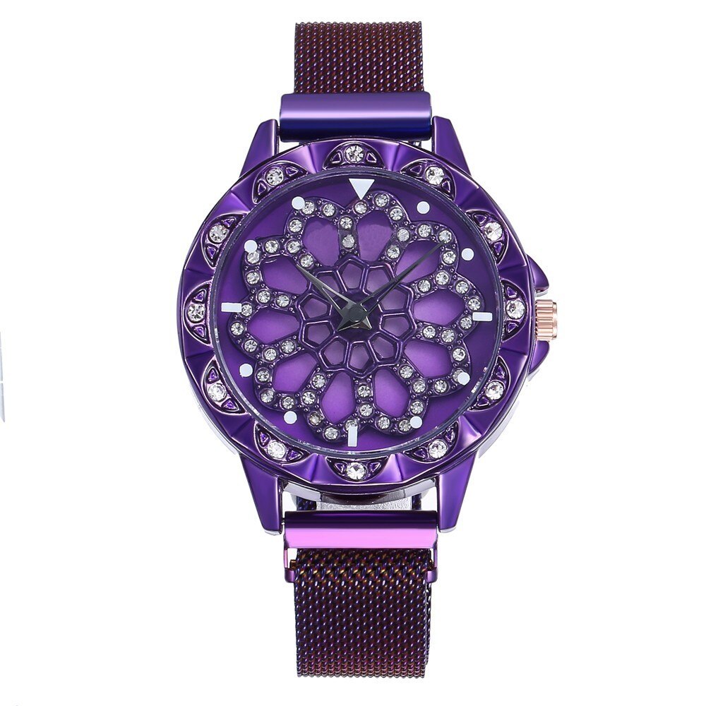 watches : Horloge Dames Rosegoud - Flower Watch Bloem in Paars van Pantino