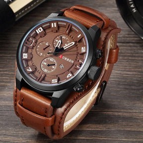 watches : Navigator Luxe Heren Horloge – Bruin Leren Band | Klassiek Zakelijk Polshorloge in Bruine Koffie van Pantino