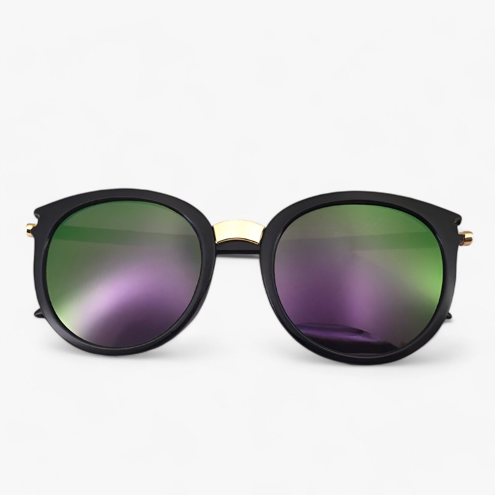 Sunglasses : Zonnebril Dames Zwart - Vintage Leren Zonnebrillen UV400 - Stijl & Bescherming in Paars van Pantino