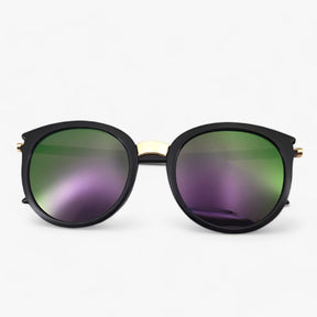 Sunglasses : Zonnebril Dames Zwart - Vintage Leren Zonnebrillen UV400 - Stijl & Bescherming in Paars van Pantino
