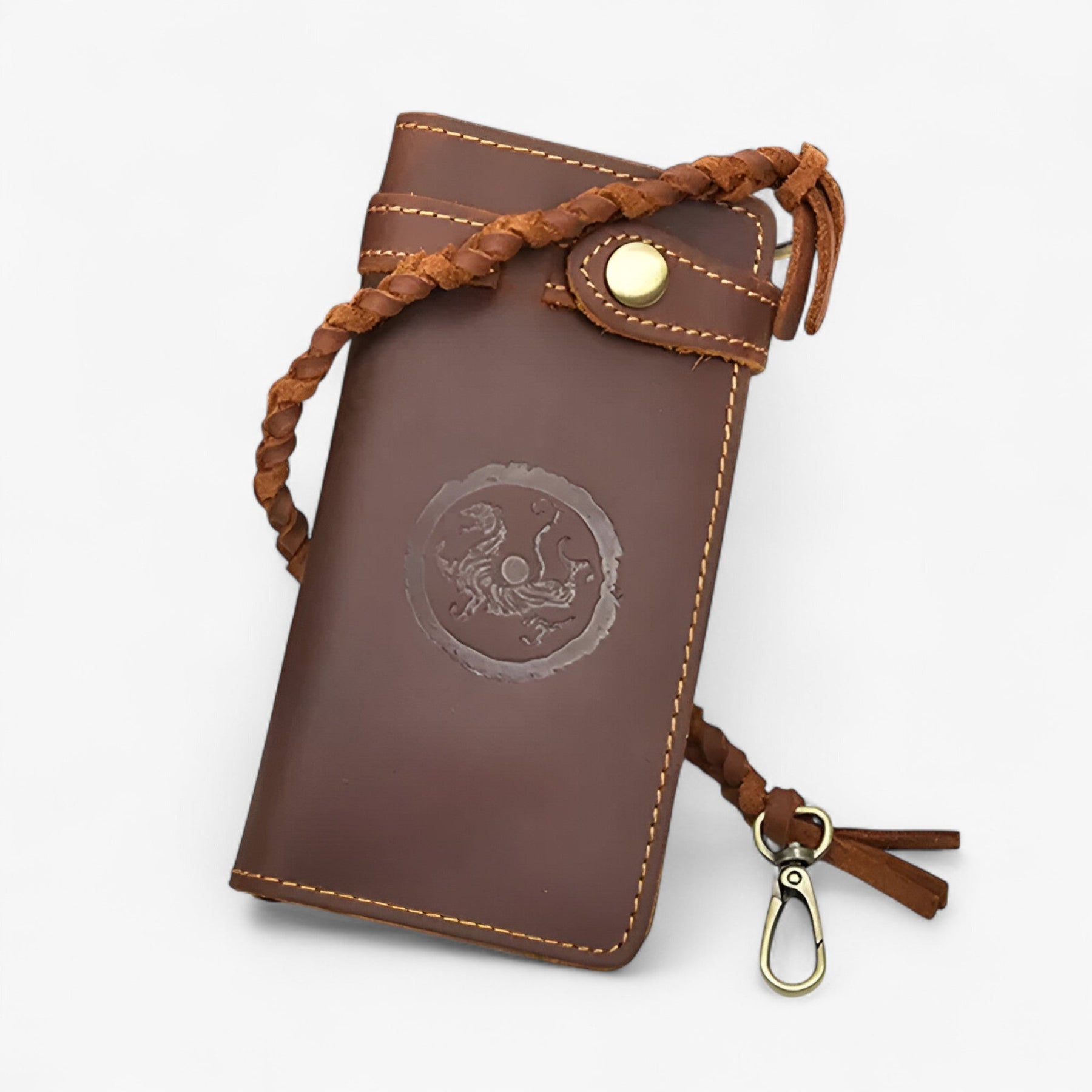 bags : Portemonnee Heren Bruine Draak - Vintage Leren in Bruine draak van Pantino