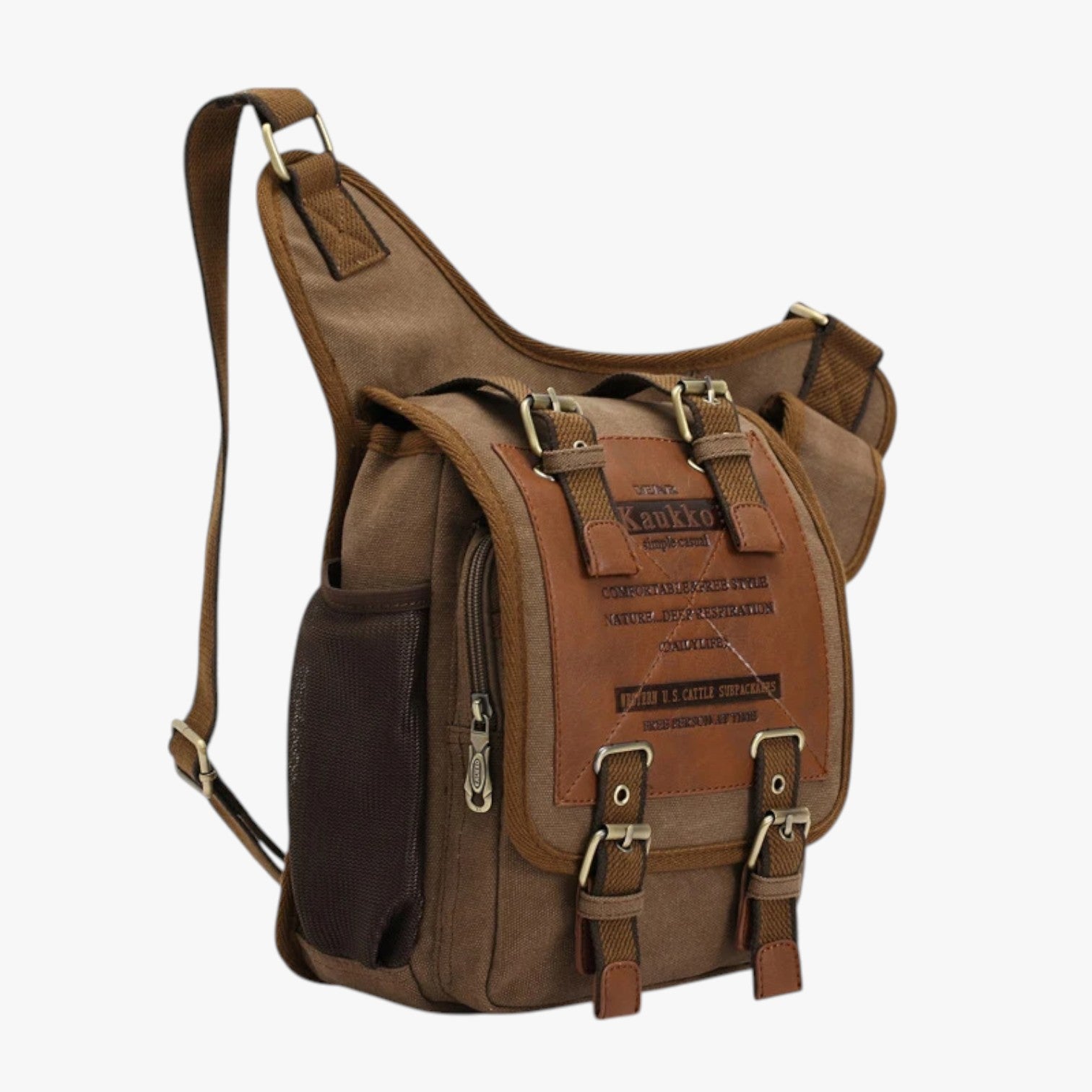 Messenger Bag : Heren Messenger Tas van Vintage Nylon Praktisch, Lichtgewicht, Altijd bij Jou - Khaki in van Pantino
