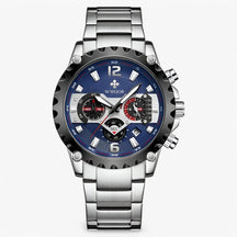 watches : Horloge Zwart Zwart - Luxe Chronograafhorloge van Roestvrij Staal in zilver blauw van Pantino