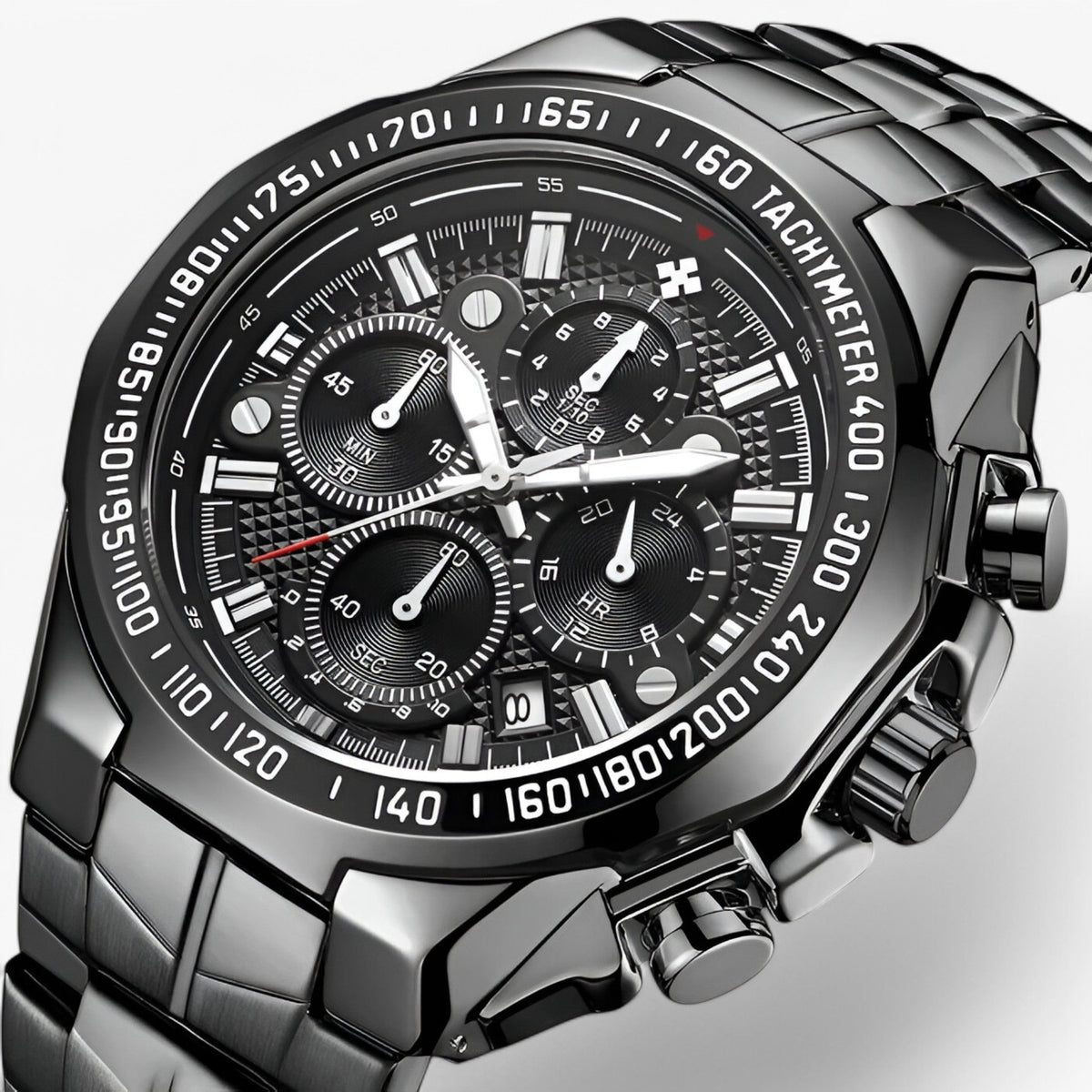 watches : Horloge Heren Zwart - Luxe Stalen Sporthorloge in van Pantino