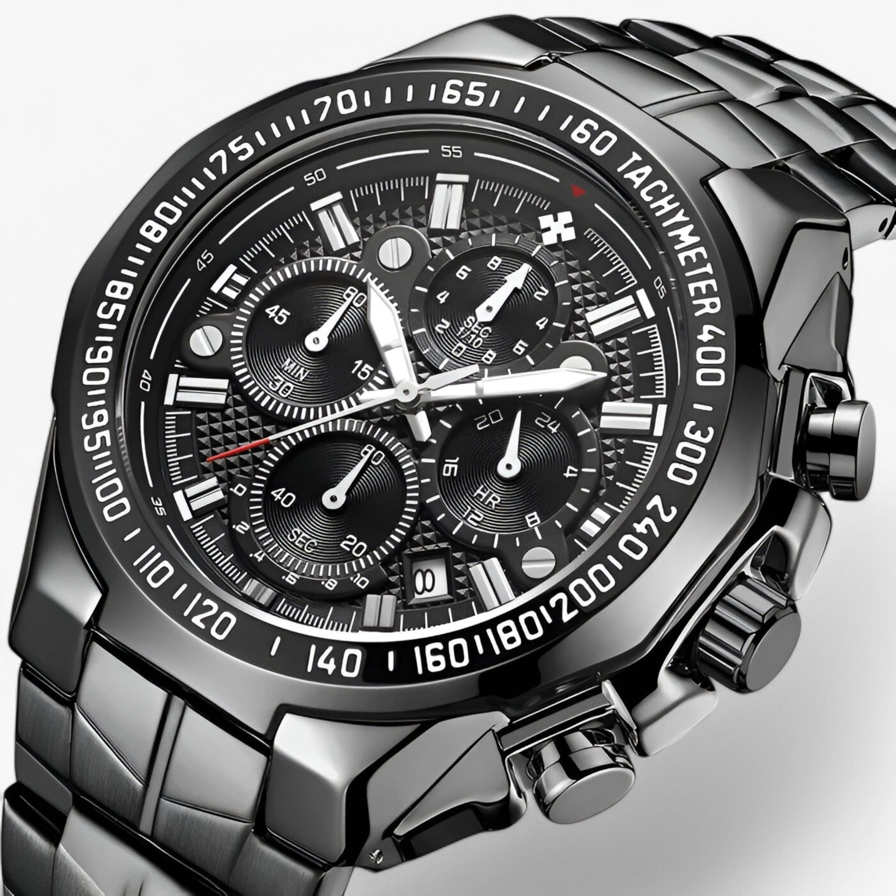 watches : Horloge Heren Zwart - Luxe Stalen Sporthorloge in van Pantino