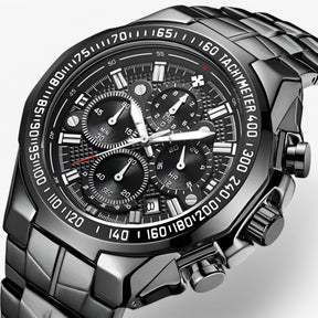 watches : Horloge Heren Zwart - Luxe Stalen Sporthorloge in van Pantino