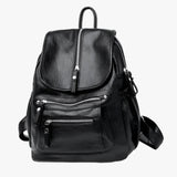 Sac à Dos en Cuir Vintage de Haute Qualité Élégant pour Femmes et Filles - Noir