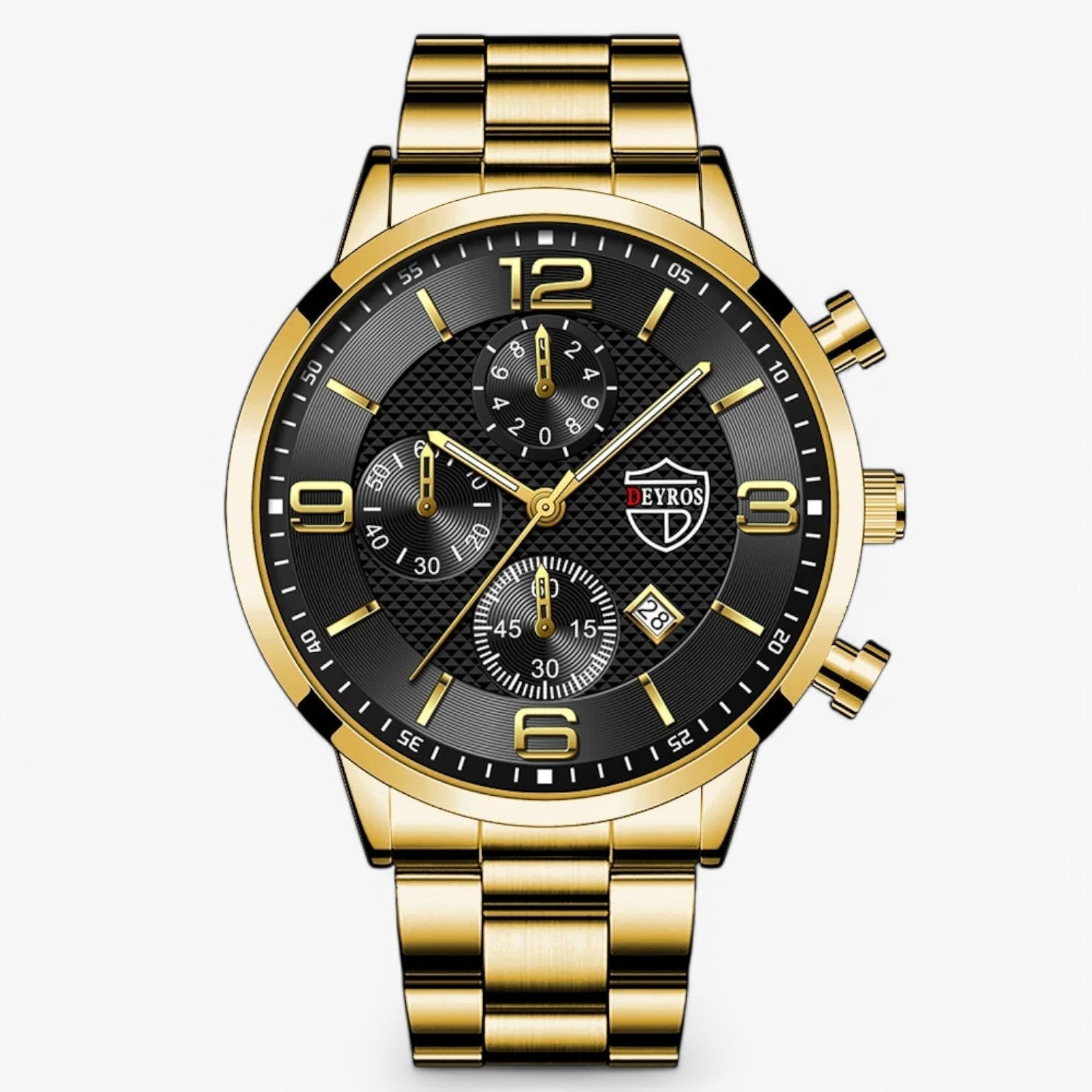 watches : Horloge Heren Zwart Blauw - Luxe & Precisie - Stalen Herenhorloge met Luminieuze Functies in Zwart Goud van Pantino