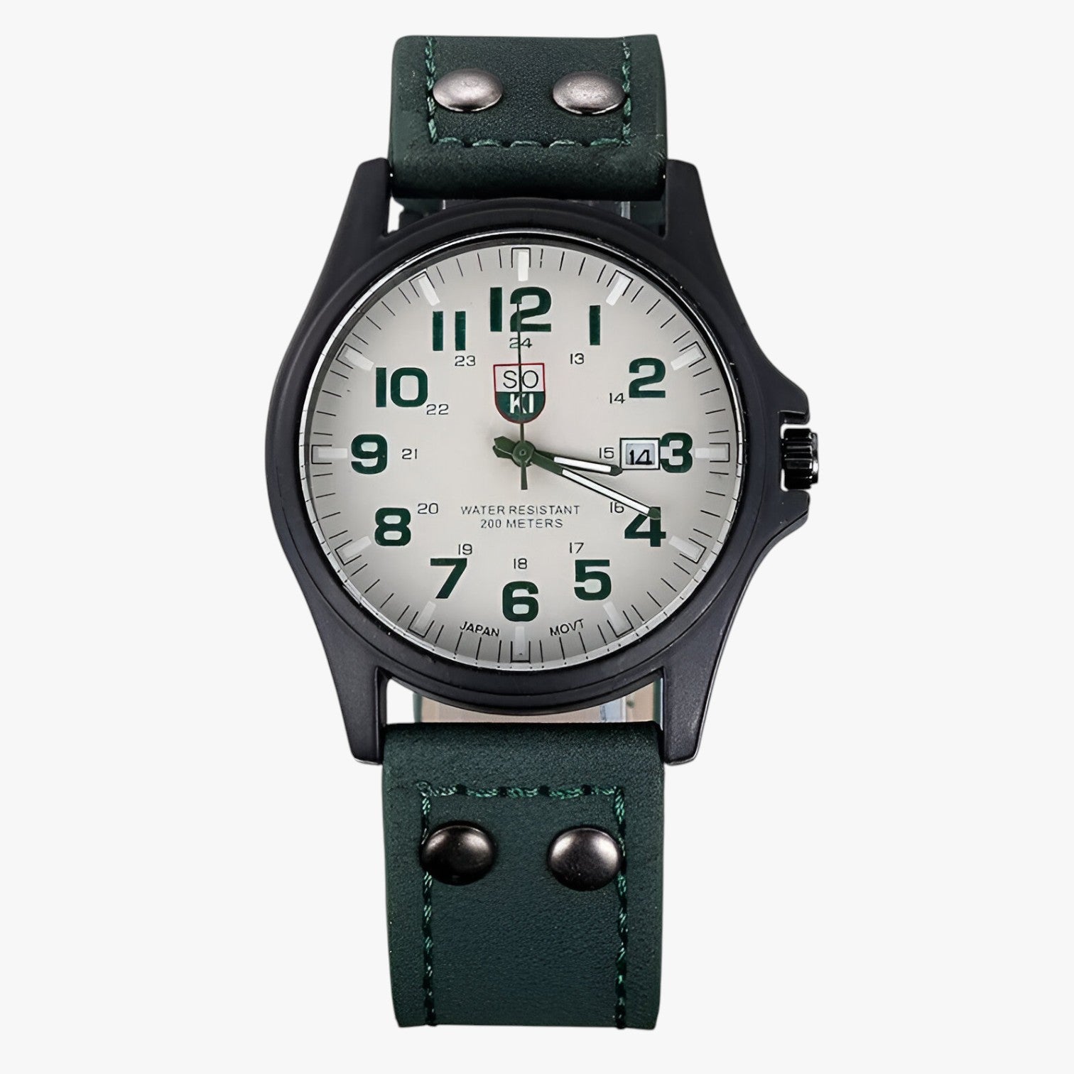 Women's Watch : Eleganza Dagelijks - Dameshorloge met Datumaanduiding en Sportieve Stijl - Zwart Wit in groen van Pantino